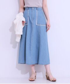SHOO・LA・RUE / シューラルー スカート | 【S-LL】フリンジポケットがアクセント デニムフレアスカート