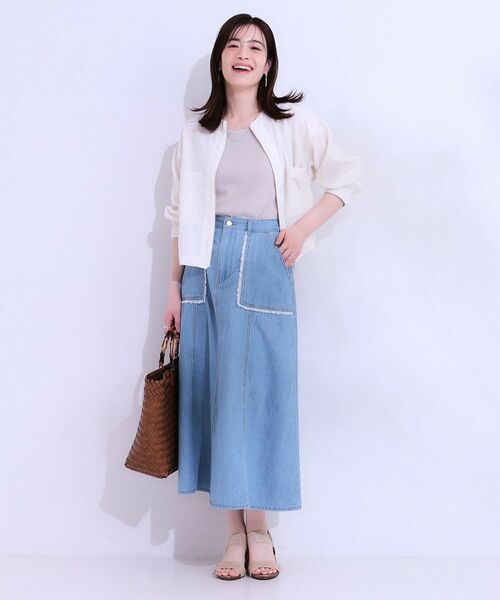 SHOO・LA・RUE / シューラルー スカート | 【S-LL】フリンジポケットがアクセント デニムフレアスカート | 詳細3