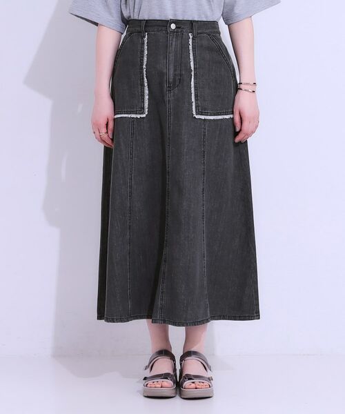 SHOO・LA・RUE / シューラルー スカート | 【S-LL】フリンジポケットがアクセント デニムフレアスカート | 詳細9