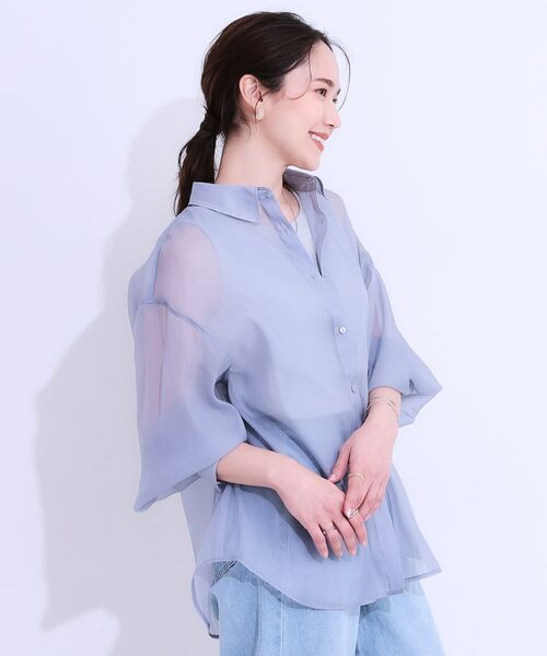SHOO・LA・RUE / シューラルー シャツ・ブラウス | 大人の上品なシアー感 オーガンジー シアーシャツ | 詳細10