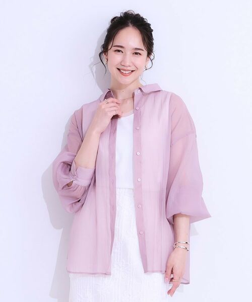 SHOO・LA・RUE / シューラルー シャツ・ブラウス | 大人の上品なシアー感 オーガンジー シアーシャツ | 詳細13