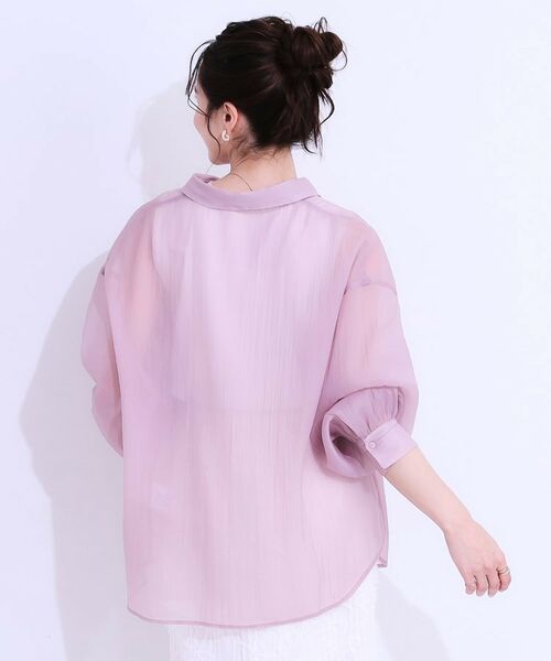SHOO・LA・RUE / シューラルー シャツ・ブラウス | 大人の上品なシアー感 オーガンジー シアーシャツ | 詳細14