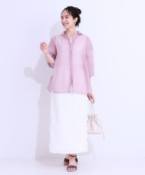 SHOO・LA・RUE / シューラルー シャツ・ブラウス | 大人の上品なシアー感 オーガンジー シアーシャツ | 詳細15