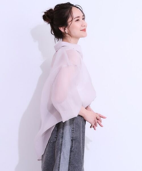 SHOO・LA・RUE / シューラルー シャツ・ブラウス | 大人の上品なシアー感 オーガンジー シアーシャツ | 詳細2
