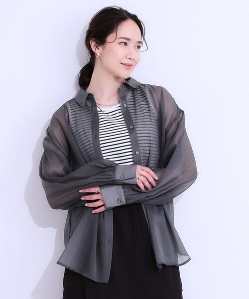 SHOO・LA・RUE / シューラルー シャツ・ブラウス | 大人の上品なシアー感 オーガンジー シアーシャツ | 詳細5