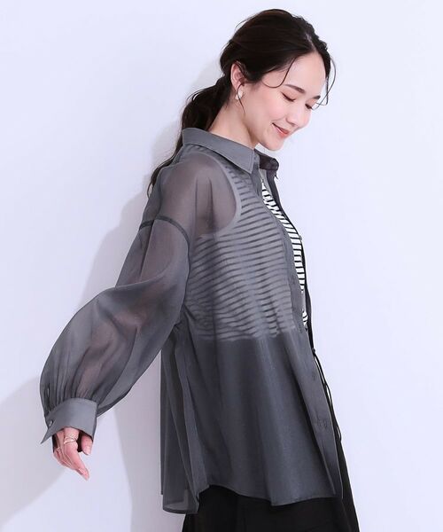 SHOO・LA・RUE / シューラルー シャツ・ブラウス | 大人の上品なシアー感 オーガンジー シアーシャツ | 詳細6