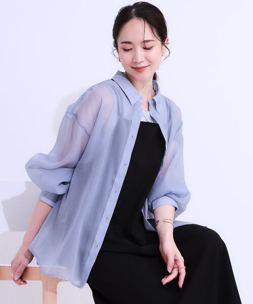 SHOO・LA・RUE / シューラルー シャツ・ブラウス | 大人の上品なシアー感 オーガンジー シアーシャツ | 詳細9