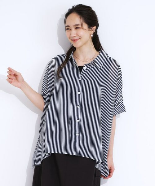 SHOO・LA・RUE / シューラルー シャツ・ブラウス | 大人のシアー感 ゆるさらポンチョシャツ | 詳細1