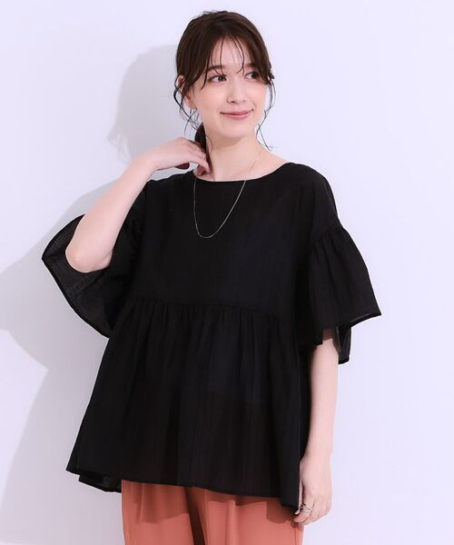 SHOO・LA・RUE / シューラルー シャツ・ブラウス | 【S-LL】ふわっと揺れる ペプラムデザインブラウス | 詳細1