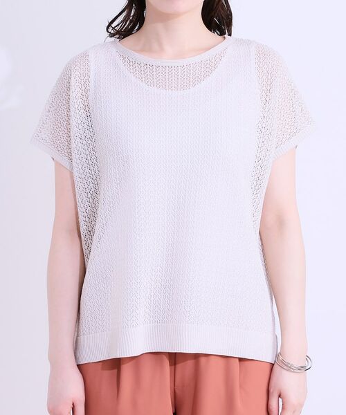 SHOO・LA・RUE / シューラルー ニット・セーター | 【S-LL/2点セット】程よいラメが上品 透かしニット＋タンクトップ | 詳細13