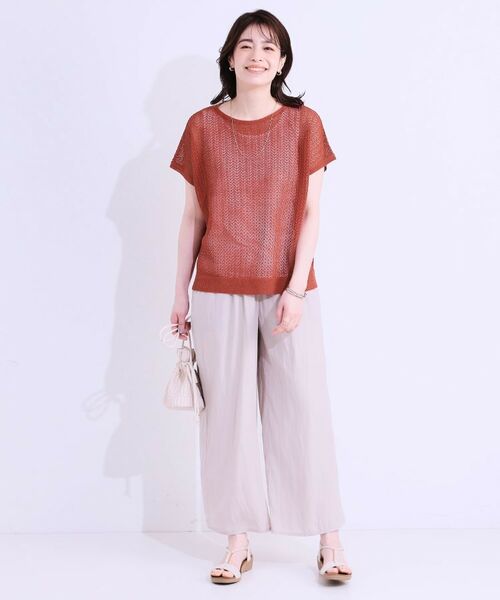 SHOO・LA・RUE / シューラルー ニット・セーター | 【S-LL/2点セット】程よいラメが上品 透かしニット＋タンクトップ | 詳細7