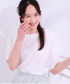 SHOO・LA・RUE / シューラルー カットソー | 【S-LL/二の腕カバー】大人フェミニンな印象に ジャカードレーストップス