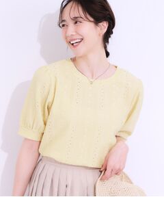 SHOO・LA・RUE / シューラルー カットソー | 【S-LL/二の腕カバー】大人フェミニンな印象に ジャカードレーストップス