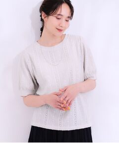 SHOO・LA・RUE / シューラルー カットソー | 【S-LL/二の腕カバー】大人フェミニンな印象に ジャカードレーストップス