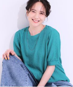 SHOO・LA・RUE / シューラルー カットソー | 【S-LL/二の腕カバー】大人フェミニンな印象に ジャカードレーストップス