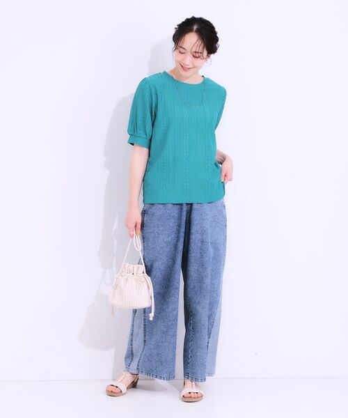 SHOO・LA・RUE / シューラルー カットソー | 【S-LL/二の腕カバー】大人フェミニンな印象に ジャカードレーストップス | 詳細19