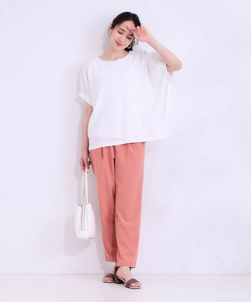 SHOO・LA・RUE / シューラルー シャツ・ブラウス | 【S-LL/二の腕カバー】お袖ギャザーリボン アイレット刺繍トップス | 詳細11