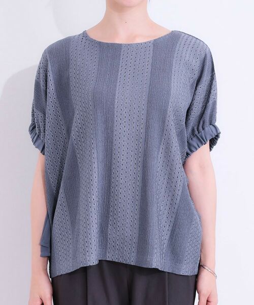 SHOO・LA・RUE / シューラルー シャツ・ブラウス | 【S-LL/二の腕カバー】お袖ギャザーリボン アイレット刺繍トップス | 詳細13