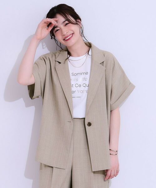 SHOO・LA・RUE / シューラルー テーラードジャケット | 【セットアップ可】麻調半袖ジャケット | 詳細10