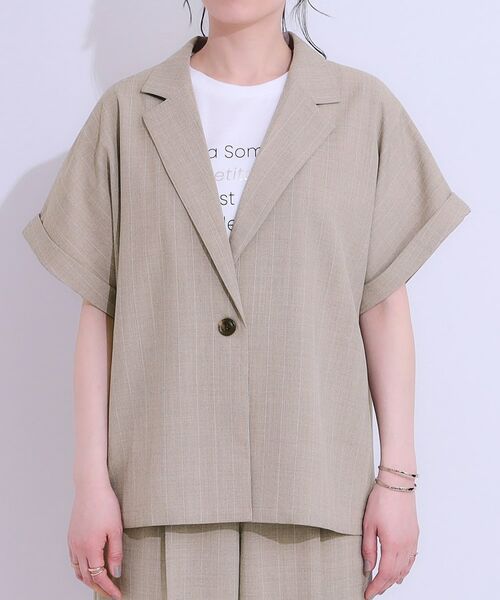SHOO・LA・RUE / シューラルー テーラードジャケット | 【セットアップ可】麻調半袖ジャケット | 詳細13