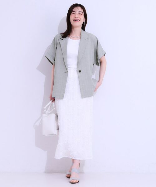 SHOO・LA・RUE / シューラルー テーラードジャケット | 【セットアップ可】麻調半袖ジャケット | 詳細3