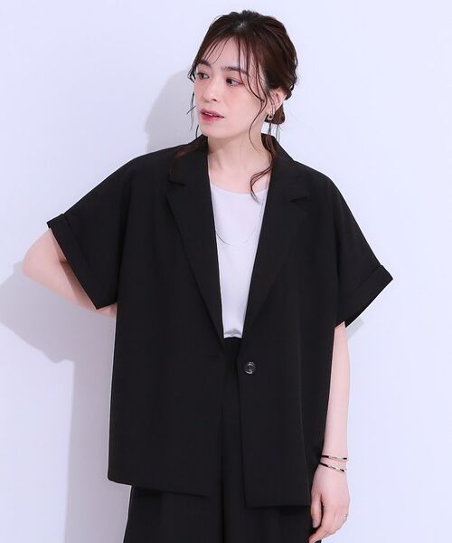 SHOO・LA・RUE / シューラルー テーラードジャケット | 【セットアップ可】麻調半袖ジャケット | 詳細5