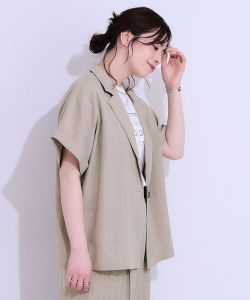 SHOO・LA・RUE / シューラルー テーラードジャケット | 【セットアップ可】麻調半袖ジャケット | 詳細9