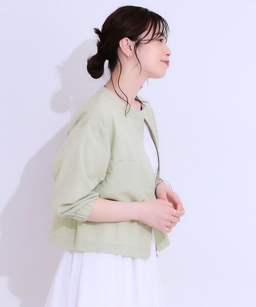 SHOO・LA・RUE / シューラルー レザーブルゾン・ジャケット | 【洗える/S-LL/ひんやり/UV】さらりと羽織れる 麻調ZIPブルゾン | 詳細10