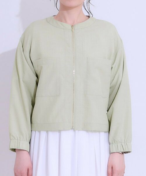 SHOO・LA・RUE / シューラルー レザーブルゾン・ジャケット | 【洗える/S-LL/ひんやり/UV】さらりと羽織れる 麻調ZIPブルゾン | 詳細13