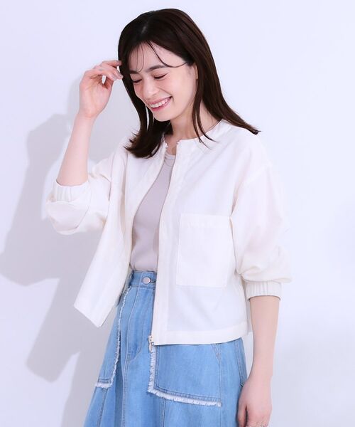 SHOO・LA・RUE / シューラルー レザーブルゾン・ジャケット | 【洗える/S-LL/ひんやり/UV】さらりと羽織れる 麻調ZIPブルゾン | 詳細2