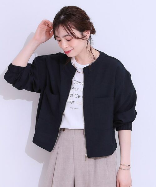 SHOO・LA・RUE / シューラルー レザーブルゾン・ジャケット | 【洗える/S-LL/ひんやり/UV】さらりと羽織れる 麻調ZIPブルゾン | 詳細5