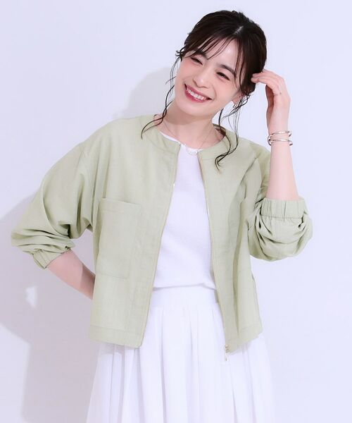 SHOO・LA・RUE / シューラルー レザーブルゾン・ジャケット | 【洗える/S-LL/ひんやり/UV】さらりと羽織れる 麻調ZIPブルゾン | 詳細9