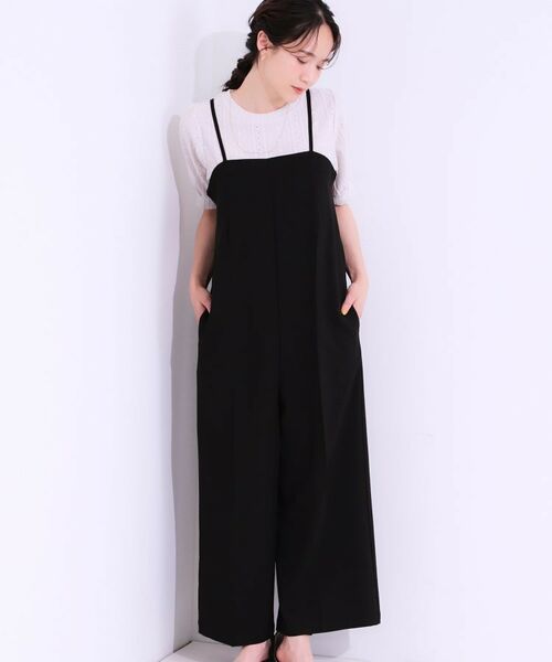 SHOO・LA・RUE / シューラルー サロペット・オールインワン | 【S-LL】Iラインですっきり見え 大人見えサロペット(ブラック(019))