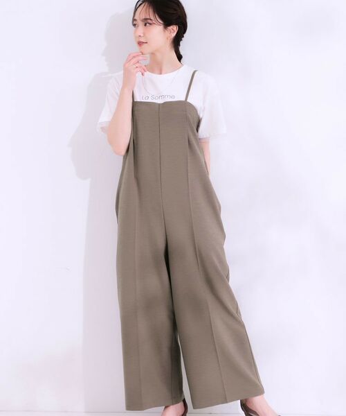 SHOO・LA・RUE / シューラルー サロペット・オールインワン | 【S-LL】Iラインですっきり見え 大人見えサロペット(モカブラウン(042))