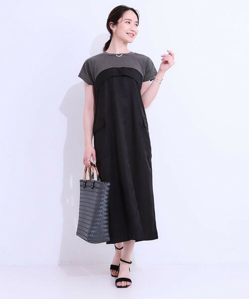 SHOO・LA・RUE / シューラルー ロング・マキシ丈ワンピース | 【洗える/S-LL】1枚でコーデが完成 異素材ドッキングワンピース | 詳細1