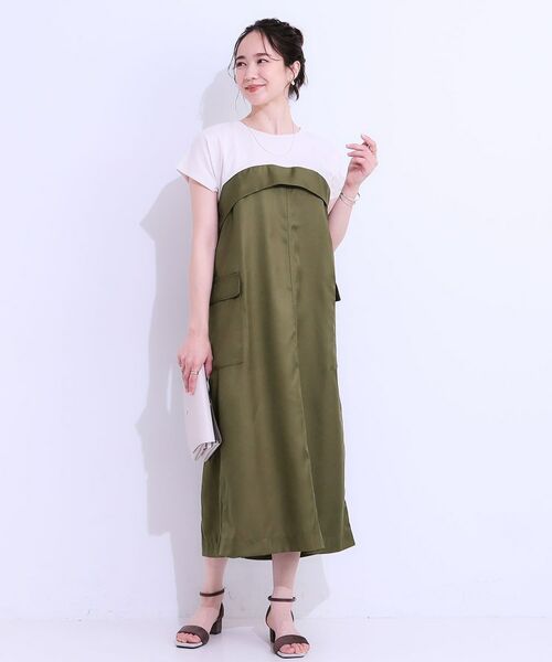 SHOO・LA・RUE / シューラルー ロング・マキシ丈ワンピース | 【洗える/S-LL】1枚でコーデが完成 異素材ドッキングワンピース | 詳細5