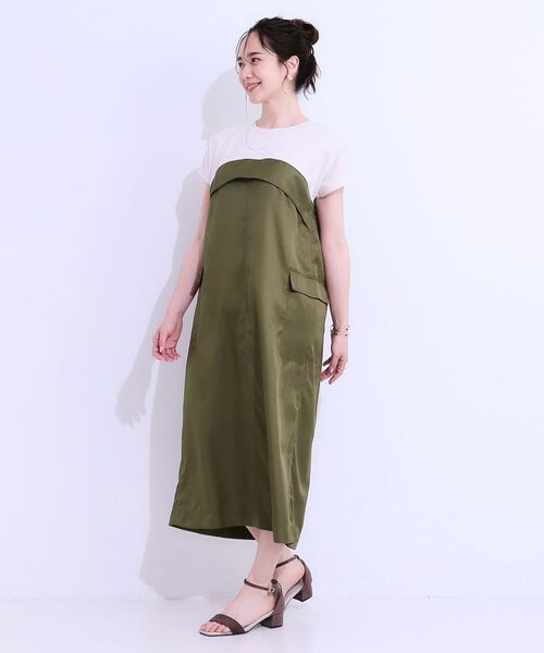 SHOO・LA・RUE / シューラルー ロング・マキシ丈ワンピース | 【洗える/S-LL】1枚でコーデが完成 異素材ドッキングワンピース | 詳細6