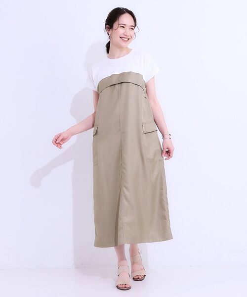 SHOO・LA・RUE / シューラルー ロング・マキシ丈ワンピース | 【洗える/S-LL】1枚でコーデが完成 異素材ドッキングワンピース | 詳細9