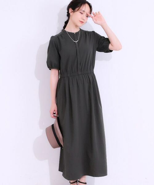 SHOO・LA・RUE / シューラルー ロング・マキシ丈ワンピース | 【洗える/S-LL/ひんやり/UV】女性らしさ漂う サッカーワンピース(チャコールグレー(014))