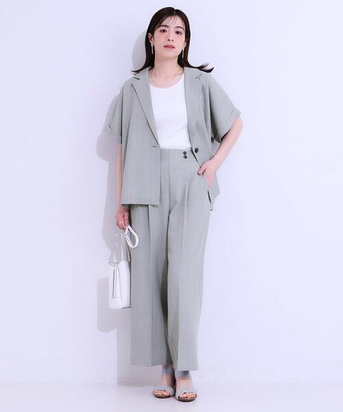 SHOO・LA・RUE / シューラルー パンツ | 【セットアップ可】麻調ストライプワイドパンツ | 詳細3