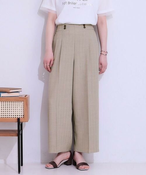 SHOO・LA・RUE/シューラルー 【セットアップ可】麻調ストライプワイドパンツ モカブラウン(042) 02(M) SHOO・LA・RUE/シューラルー 【セットアップ可】麻調ストライプワイドパンツ モカブラウン(042) 02(M)