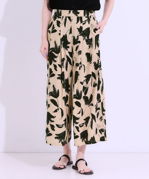 SHOO・LA・RUE / シューラルー ショート・ハーフ・半端丈パンツ | 【S-LL/ひんやり】いつものコーデを華やかに 柄アソート 麻調ガウチョパンツ | 詳細1