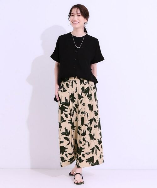 SHOO・LA・RUE / シューラルー ショート・ハーフ・半端丈パンツ | 【S-LL/ひんやり】いつものコーデを華やかに 柄アソート 麻調ガウチョパンツ | 詳細3