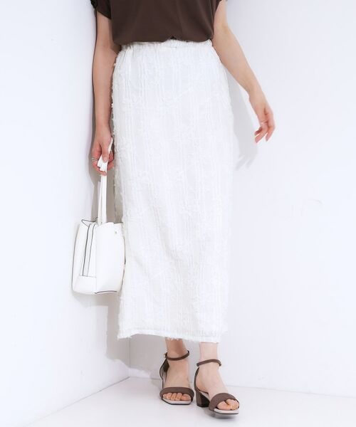 SHOO・LA・RUE / シューラルー ロング・マキシ丈スカート | 【S-LL】花柄レースナロースカート(オフホワイト(003))