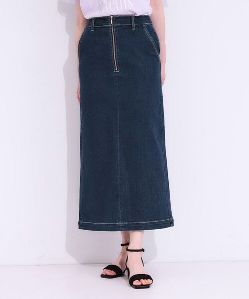 SHOO・LA・RUE / シューラルー デニムスカート | 【ひんやり/S-LL】デニムジップナロースカート | 詳細1