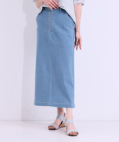 SHOO・LA・RUE / シューラルー デニムスカート | 【ひんやり/S-LL】デニムジップナロースカート | 詳細5