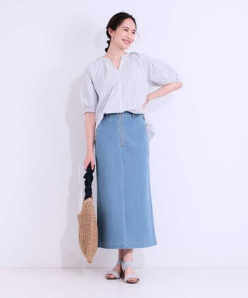 SHOO・LA・RUE / シューラルー デニムスカート | 【ひんやり/S-LL】デニムジップナロースカート | 詳細7