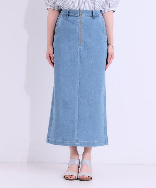 SHOO・LA・RUE / シューラルー デニムスカート | 【ひんやり/S-LL】デニムジップナロースカート | 詳細9