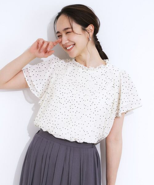 SHOO・LA・RUE / シューラルー シャツ・ブラウス | 【S-LL】プチフリル襟がフェミニン プリーツブラウス | 詳細1