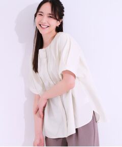 SHOO・LA・RUE / シューラルー シャツ・ブラウス | 【洗える/S-LL】大人の上品シルエット タックデザイン 5分袖ブラウス